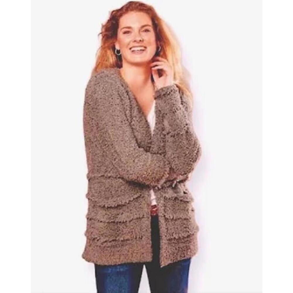 NWT! Barefoot Dreams CozyChic Brown Boardwalk Cardigan Size XS